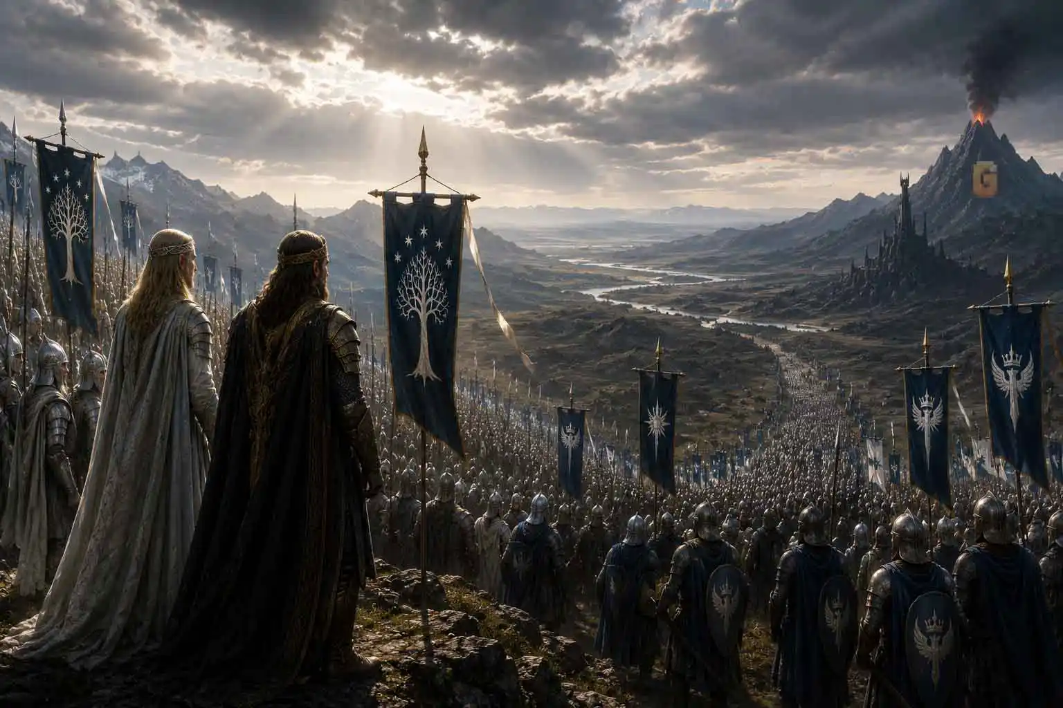 War of the Last Alliance explained showing the combined armies of Elves and Men marching toward Mordor