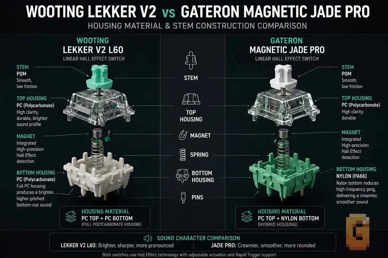 Wooting Lekker V2 vs Jade Pro housing material comparison